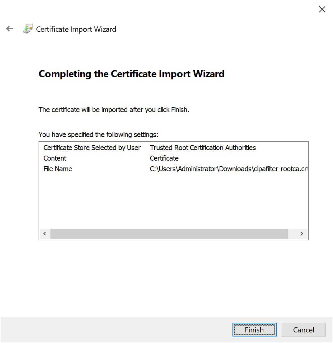 Windows Certificate Import Wizard